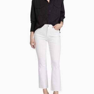NWOT PAIGE Rory crop flare jeans - Crisp White Denim with Silver Accent size 27